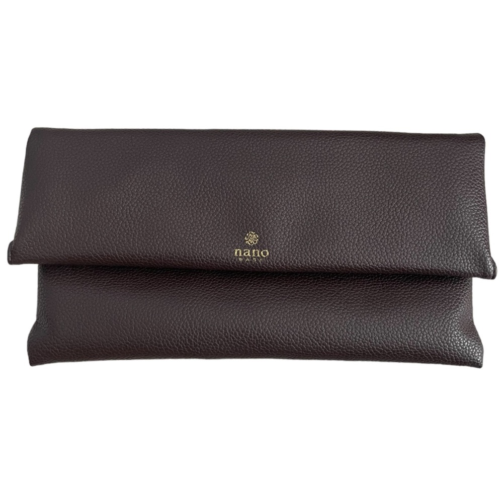 Nano Base 2 Way Foldover Clutch Crossbody Purse Japan Brown No Strap